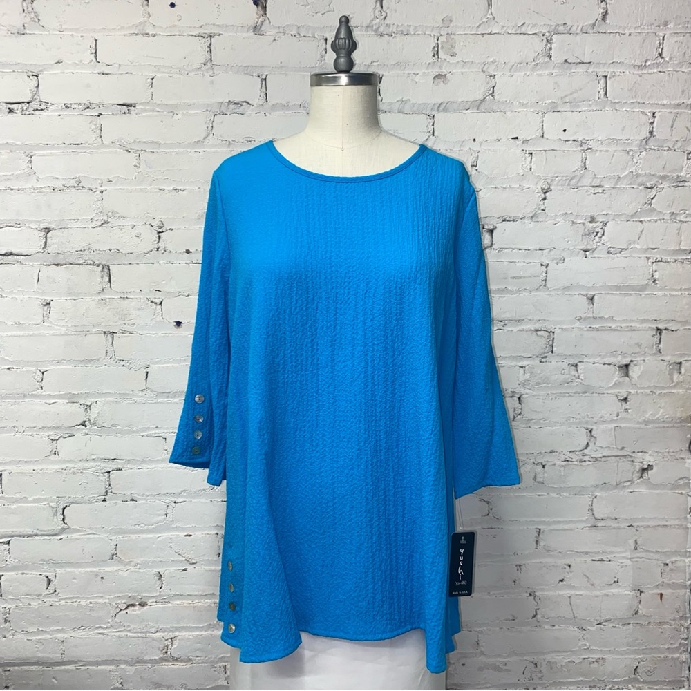 2107 Yushi Crinkled Tunic - Turquoise